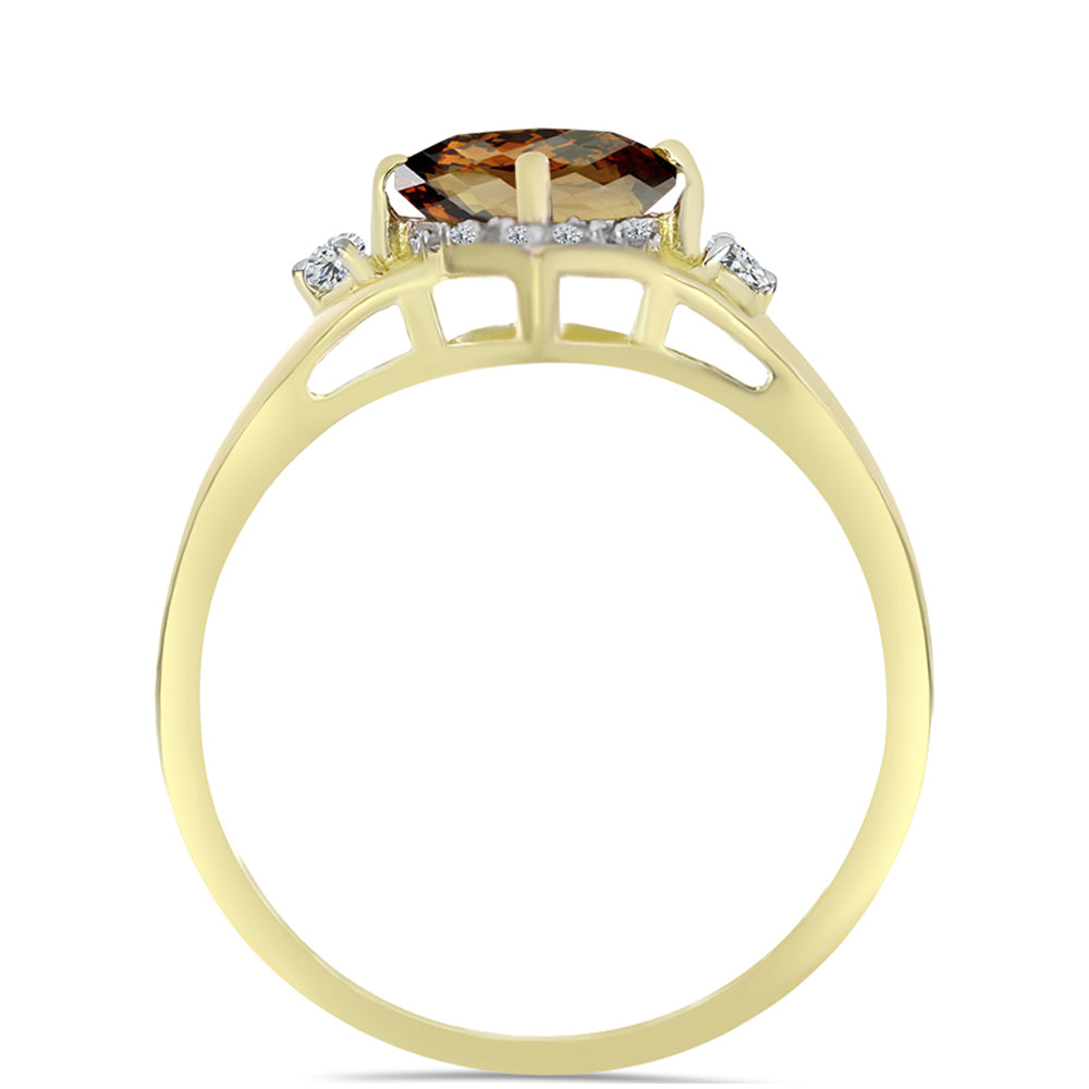 Inel din Argint 925 Placat cu Aur ( 2.82 grame ) cu Cuarț Coniac și Topaz Alb 1.7 Carate 2 