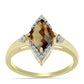 Inel din Argint 925 Placat cu Aur ( 2.82 grame ) cu Cuarț Coniac și Topaz Alb 1.7 Carate