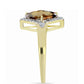 Inel din Argint 925 Placat cu Aur ( 2.82 grame ) cu Cuarț Coniac și Topaz Alb 1.7 Carate