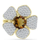 Inel din Argint 925 Placat cu Aur ( 4.95 grame ) cu Cuarț Coniac și Topaz Alb 2.88 Carate