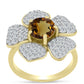 Inel din Argint 925 Placat cu Aur ( 4.95 grame ) cu Cuarț Coniac și Topaz Alb 2.88 Carate