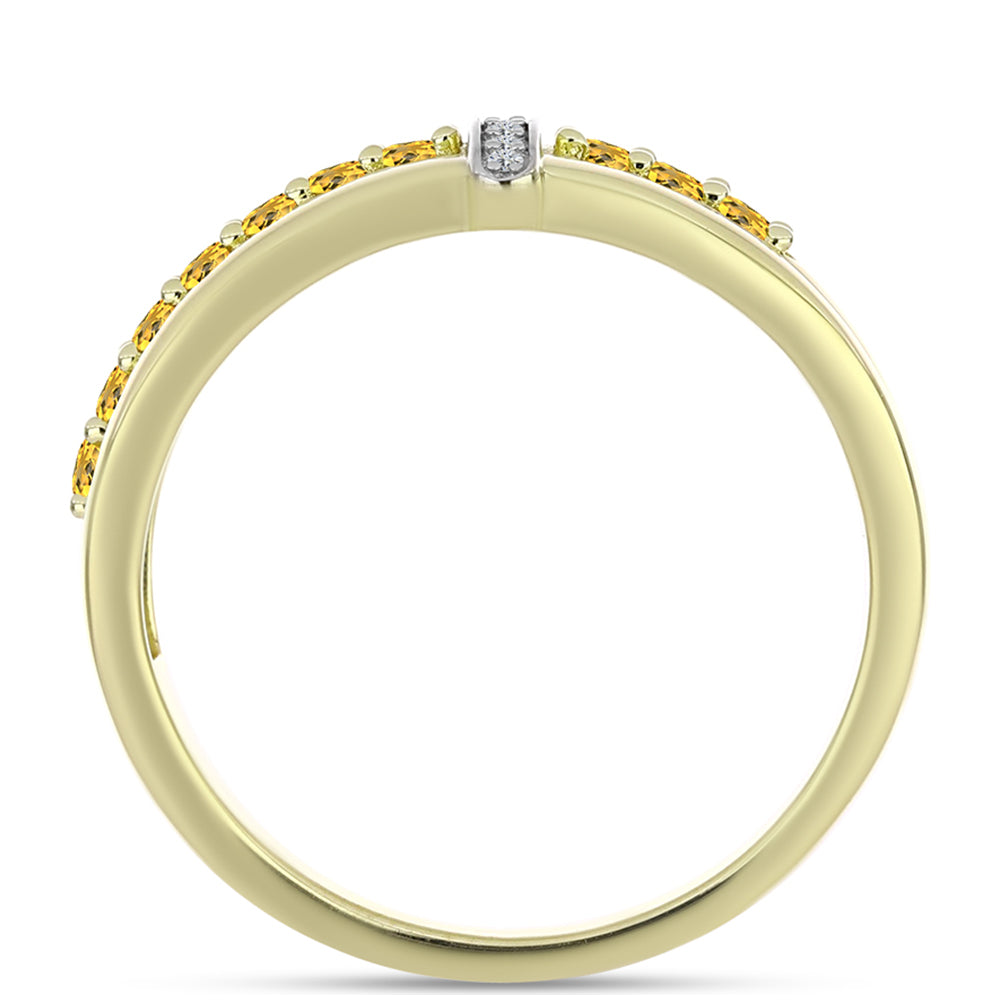 Inel din Argint 925 Placat cu Aur ( 3.65 grame ) cu Cuarț Coniac și Topaz Alb 0.38 Carate 2 