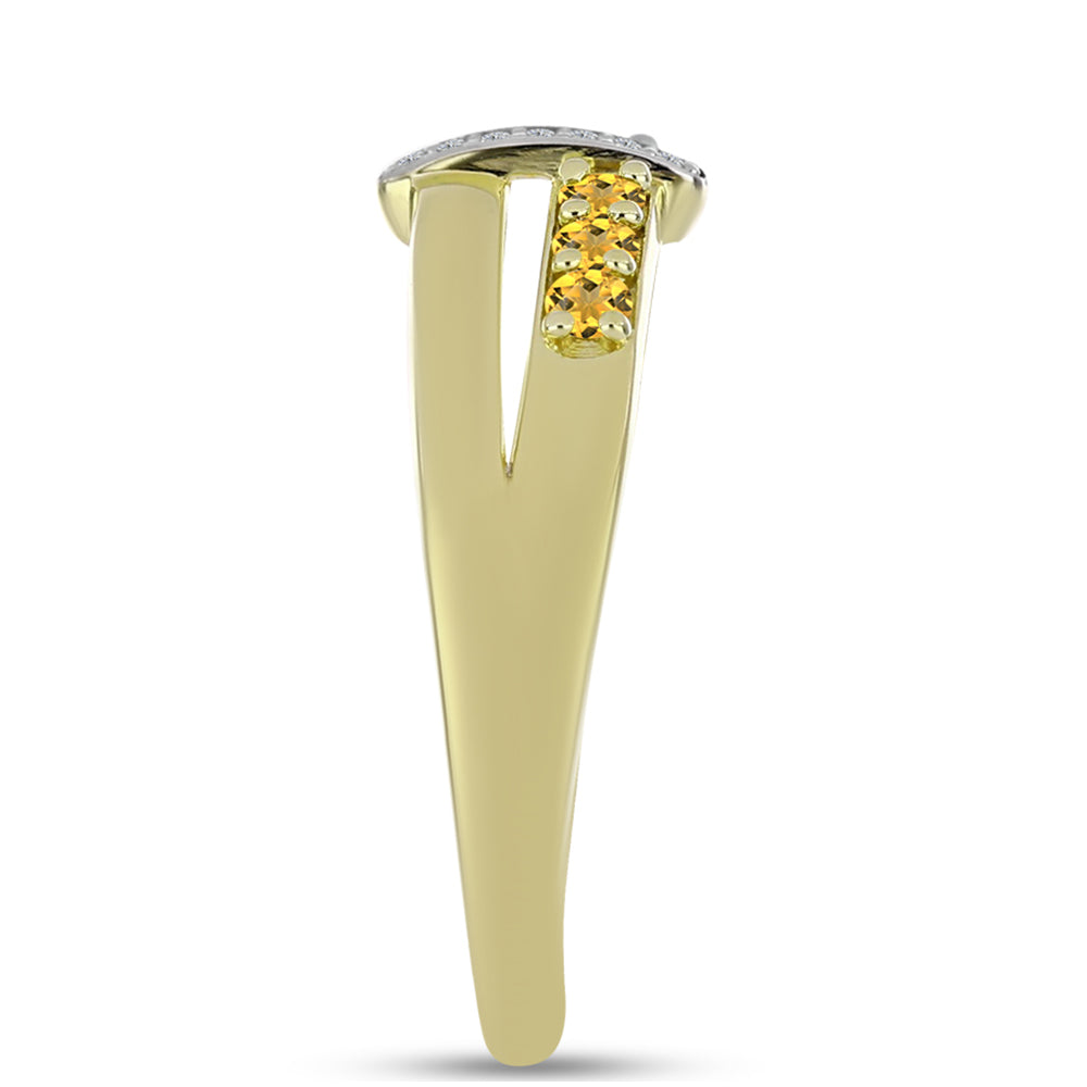 Inel din Argint 925 Placat cu Aur ( 3.65 grame ) cu Cuarț Coniac și Topaz Alb 0.38 Carate 4 