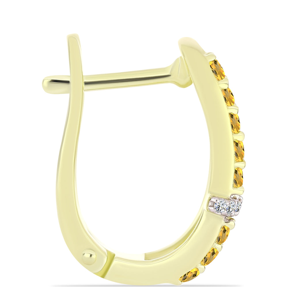 Cercei din Argint 925 Placat cu Aur ( 4.56 grame ) cu Cuarț Coniac și Topaz Alb 0.61 Carate 2 
