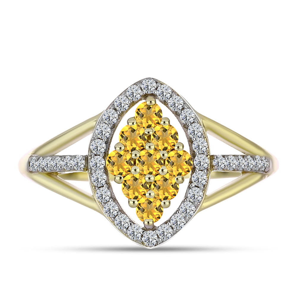 Inel din Argint 925 Placat cu Aur ( 2.59 grame ) cu Cuarț Coniac și Topaz Alb 0.52 Carate 1 