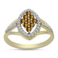 Inel din Argint 925 Placat cu Aur ( 2.59 grame ) cu Cuarț Coniac și Topaz Alb 0.52 Carate