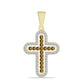 Cruce Pandantiv din Argint 925 Placat cu Aur ( 1.6 grame ) cu Cuarț Coniac și Topaz Alb 0.57 Carate