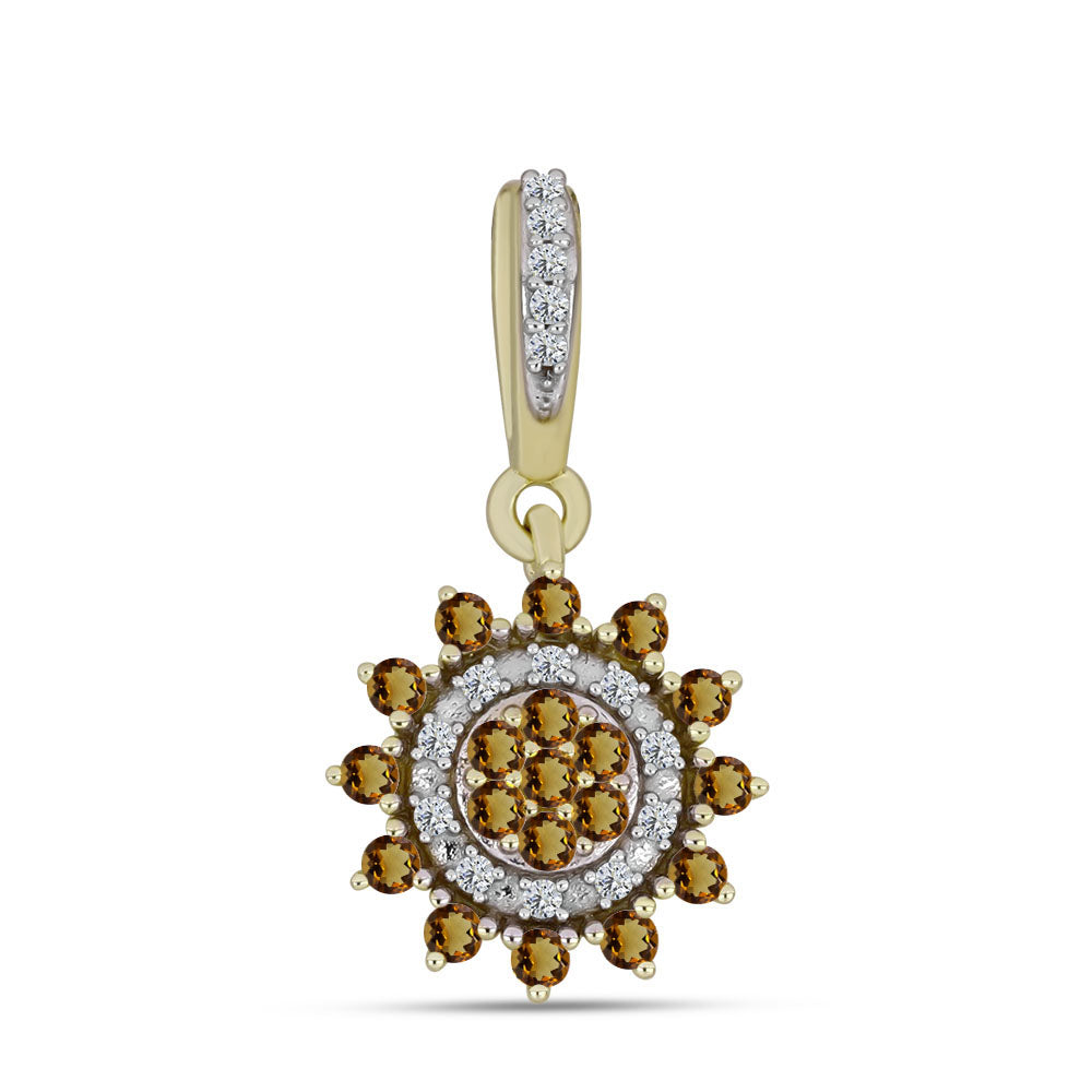 Pandantiv din Argint 925 Placat cu Aur ( 1.57 grame ) cu Cuarț Coniac și Topaz Alb 0.39 Carate 3 
