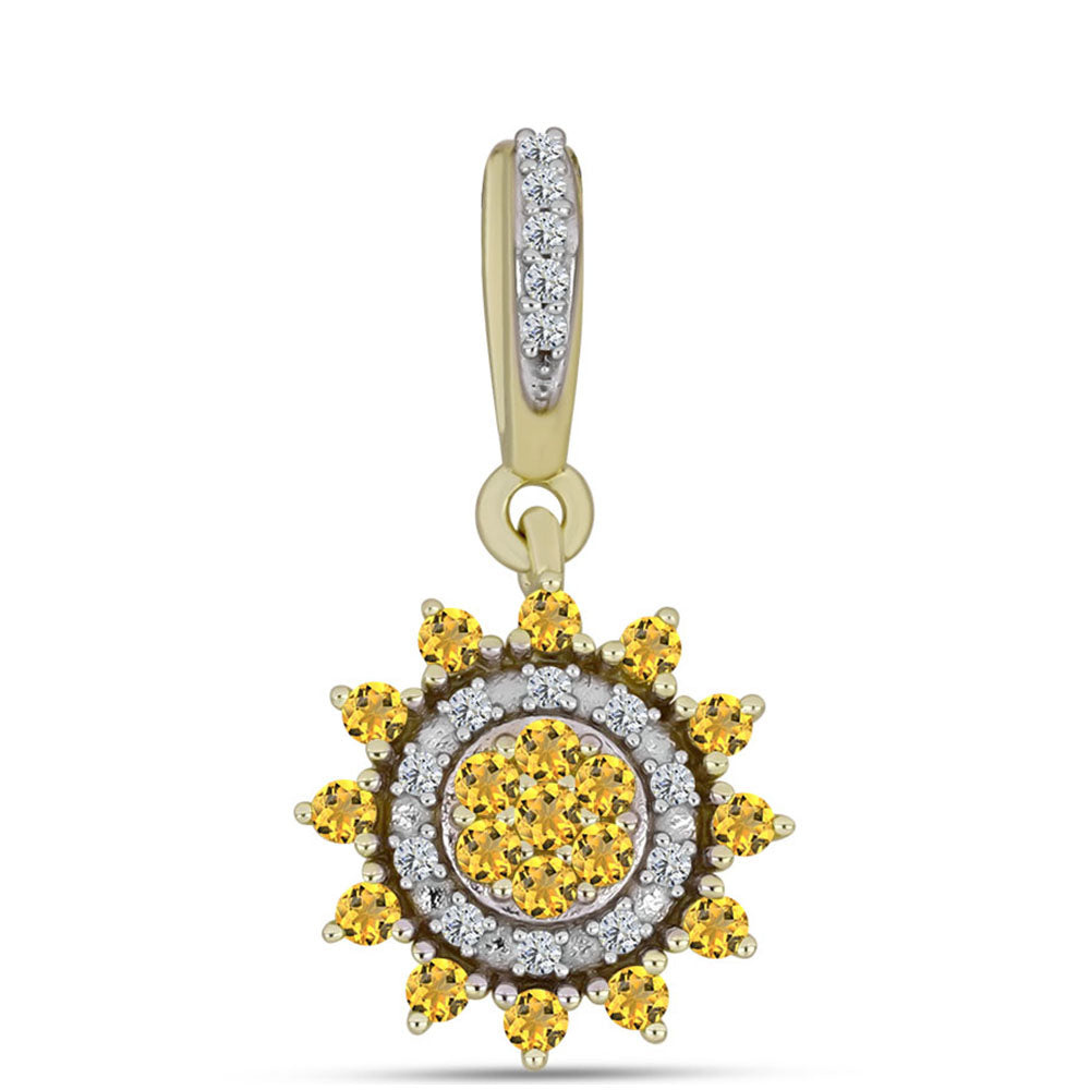 Pandantiv din Argint 925 Placat cu Aur ( 1.57 grame ) cu Cuarț Coniac și Topaz Alb 0.39 Carate 1 