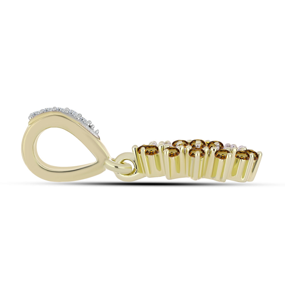 Pandantiv din Argint 925 Placat cu Aur ( 1.57 grame ) cu Cuarț Coniac și Topaz Alb 0.39 Carate 4 