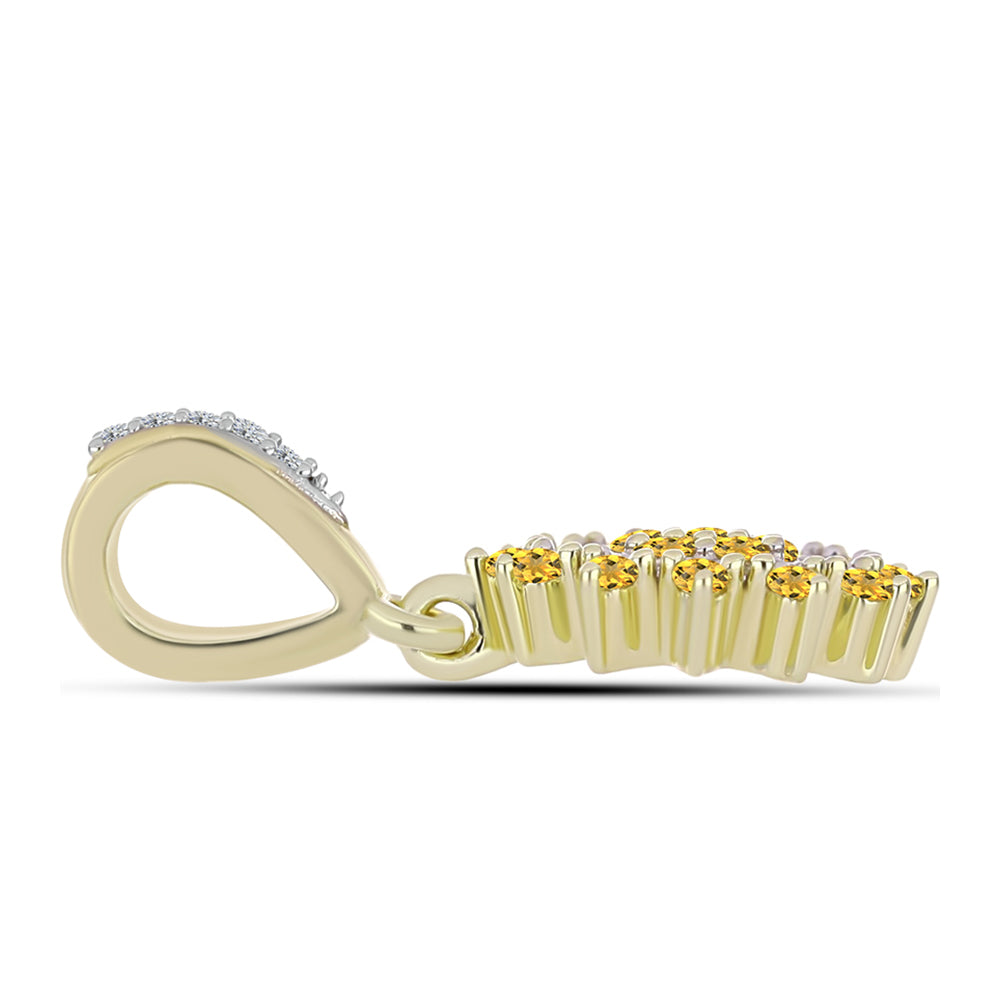 Pandantiv din Argint 925 Placat cu Aur ( 1.57 grame ) cu Cuarț Coniac și Topaz Alb 0.39 Carate 2 