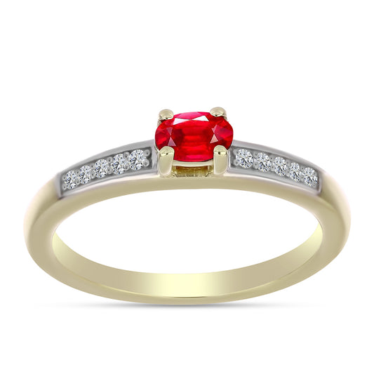 Inel din Argint 925 Placat cu Aur ( 2.11 grame ) cu Agat Roșu și Topaz Alb 0.31 Carate