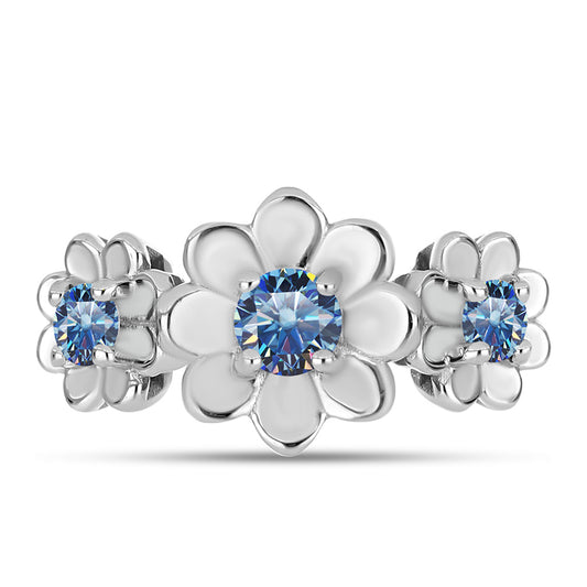 Inel din Argint 925 ( 3.33 grame ) cu Moissanite Albastru Oceanic 0.44 Carate