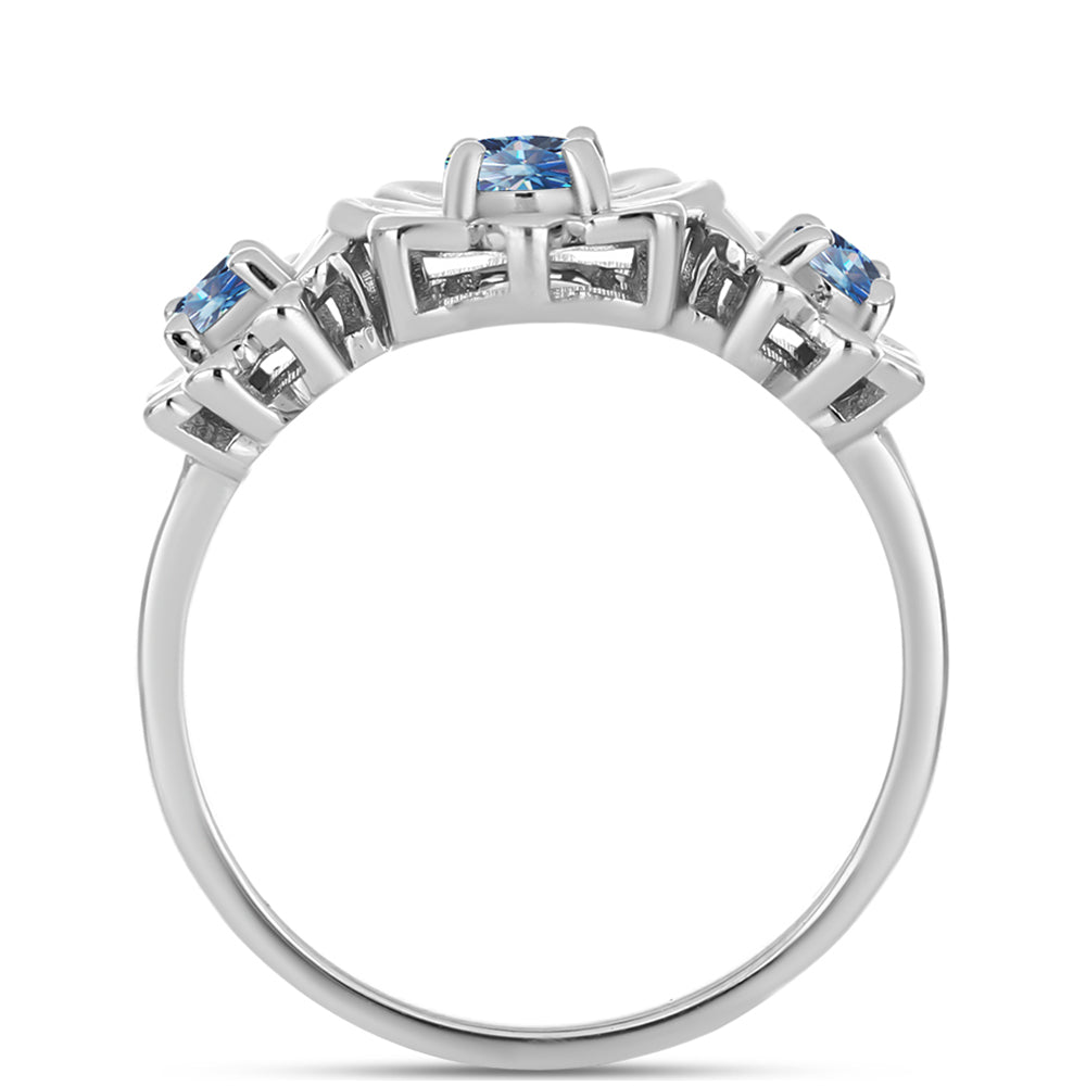 Inel din Argint 925 ( 3.33 grame ) cu Moissanite Albastru Oceanic 0.44 Carate