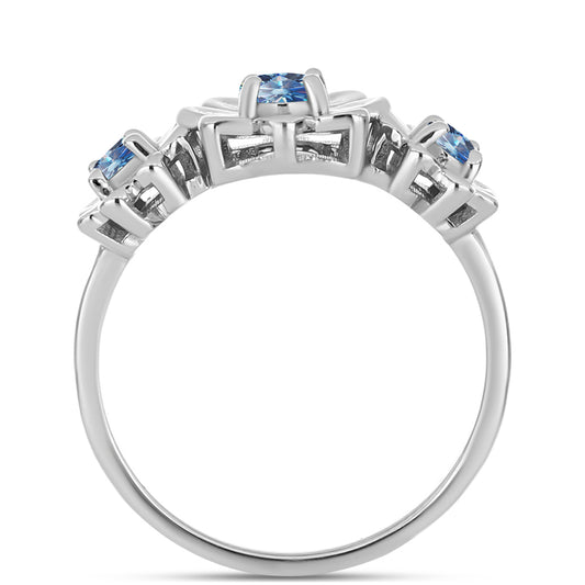 Inel din Argint 925 ( 3.33 grame ) cu Moissanite Albastru Oceanic 0.44 Carate