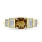 Inel din Argint 925 Placat cu Aur ( 2.2 grame ) cu Cuarț Coniac și Zircon Alb 1.2 Carate