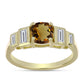 Inel din Argint 925 Placat cu Aur ( 2.2 grame ) cu Cuarț Coniac și Zircon Alb 1.2 Carate
