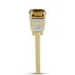 Inel din Argint 925 Placat cu Aur ( 2.2 grame ) cu Cuarț Coniac și Zircon Alb 1.2 Carate