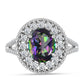 Inel din Argint 925 ( 3.93 grame ) cu Cuarț Mistic Verde Brazilian și Topaz Alb 3.27 Carate