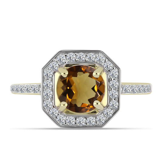 Inel din Argint 925 Placat cu Aur ( 2.64 grame ) cu Cuarț Coniac și Topaz Alb 1.64 Carate