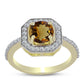 Inel din Argint 925 Placat cu Aur ( 2.64 grame ) cu Cuarț Coniac și Topaz Alb 1.64 Carate