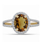 Inel din Argint 925 Placat cu Aur ( 2.23 grame ) cu Cuarț Coniac și Topaz Alb 2.12 Carate