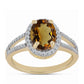 Inel din Argint 925 Placat cu Aur ( 2.23 grame ) cu Cuarț Coniac și Topaz Alb 2.12 Carate
