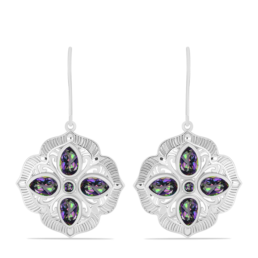 Cercei din Argint 925 ( 6.75 grame ) cu Cuarț Mistic Verde Brazilian 2.66 Carate