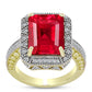 Inel din Argint 925 Placat cu Aur ( 6.78 grame ) cu Agat Roșu și Topaz Alb 7.12 Carate