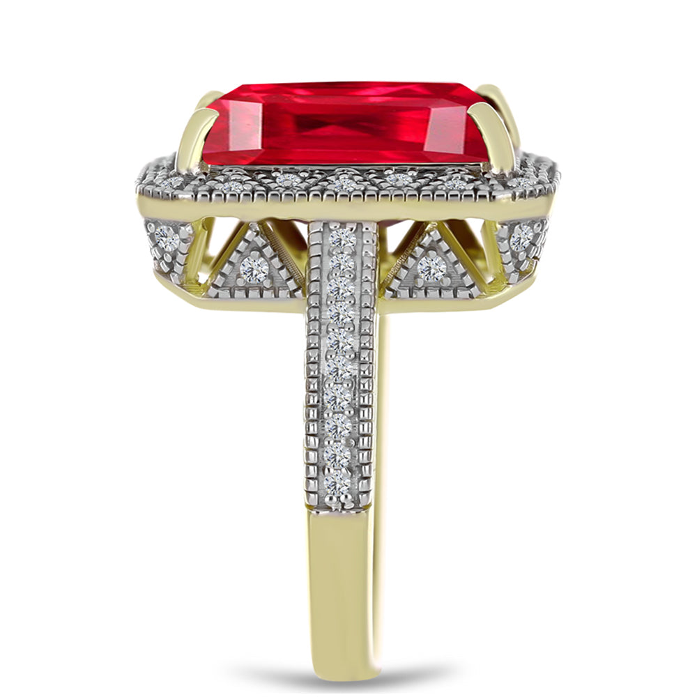Inel din Argint 925 Placat cu Aur ( 6.78 grame ) cu Agat Roșu și Topaz Alb 7.12 Carate