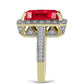 Inel din Argint 925 Placat cu Aur ( 6.78 grame ) cu Agat Roșu și Topaz Alb 7.12 Carate