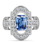 Inel din Argint 925 ( 4.34 grame ) cu Moissanite Albastru Oceanic și Topaz Alb 2.19 Carate