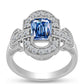 Inel din Argint 925 ( 4.34 grame ) cu Moissanite Albastru Oceanic și Topaz Alb 2.19 Carate