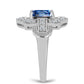 Inel din Argint 925 ( 4.34 grame ) cu Moissanite Albastru Oceanic și Topaz Alb 2.19 Carate