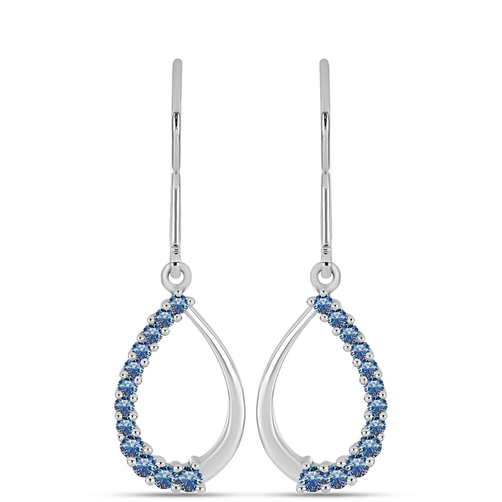 Cercei din Argint 925 ( 2.54 grame ) cu Moissanite Albastru Oceanic 0.46 Carate