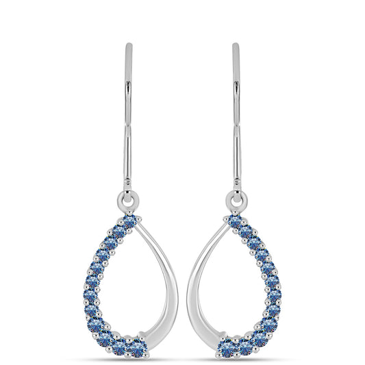 Cercei din Argint 925 ( 2.54 grame ) cu Moissanite Albastru Oceanic 0.46 Carate