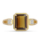 Inel din Argint 925 Placat cu Aur ( 3.92 grame ) cu Cuarț Coniac și Zircon Alb 2.89 Carate