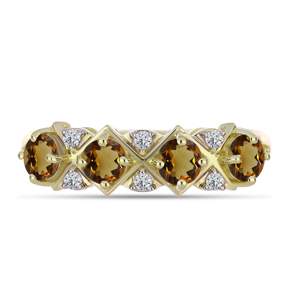Inel din Argint 925 Placat cu Aur ( 2.31 grame ) cu Cuarț Coniac și Topaz Alb 1.1 Carate 2 