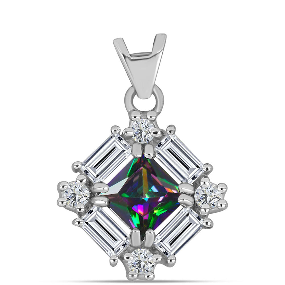 Pandantiv din Argint 925 ( 1.15 grame ) cu Cuarț Mistic Verde Brazilian și Topaz Alb 1.2 Carate 1 