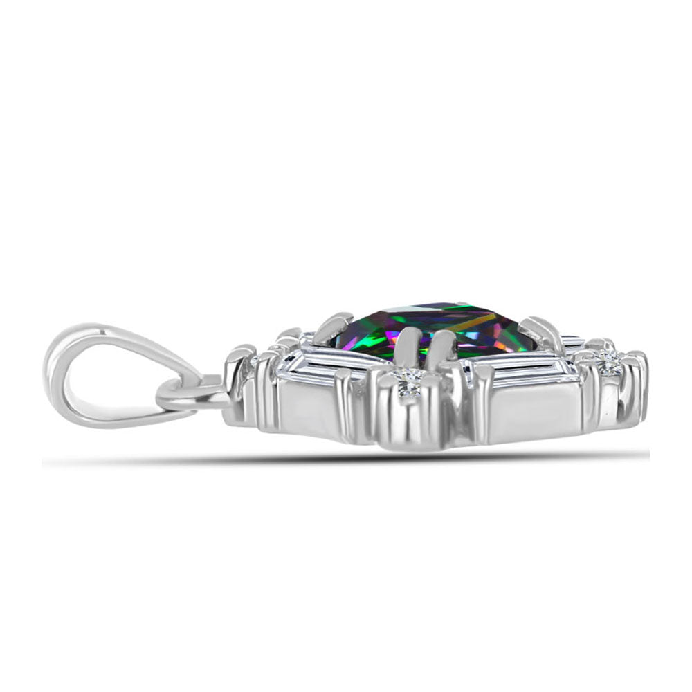 Pandantiv din Argint 925 ( 1.15 grame ) cu Cuarț Mistic Verde Brazilian și Topaz Alb 1.2 Carate