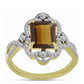 Inel din Argint 925 Placat cu Aur ( 3.54 grame ) cu Cuarț Coniac și Topaz Alb 3.29 Carate