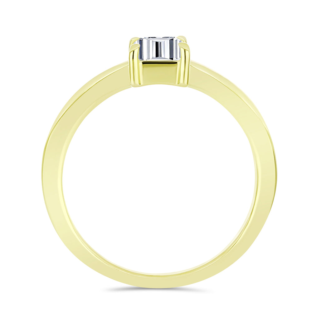 Inel din Argint 925 Placat cu Aur ( 2.58 grame ) cu Diamant Certificat cultivat în laborator 1.12 Carate