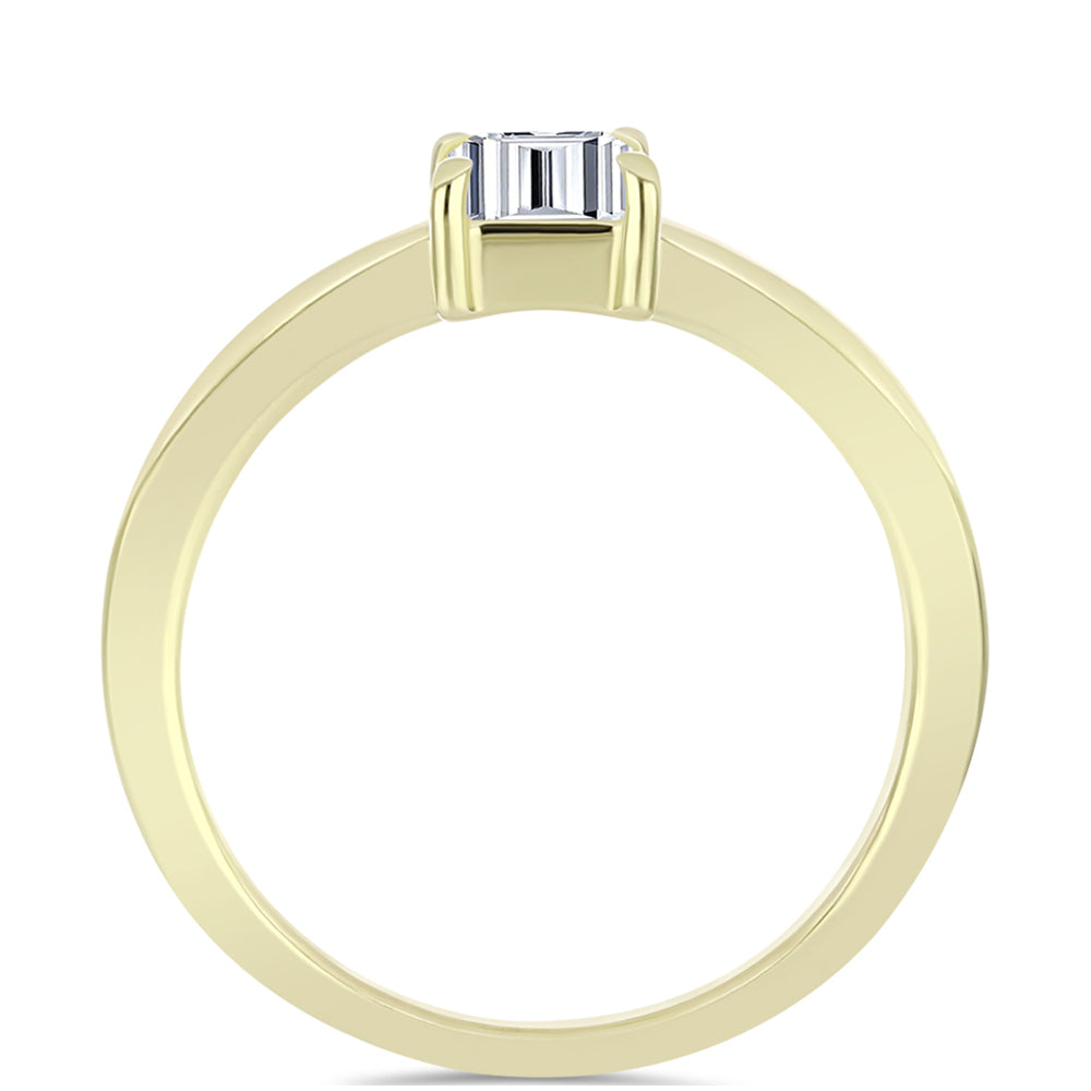 Inel din Argint 925 Placat cu Aur ( 2.58 grame ) cu Diamant Certificat cultivat în laborator 1.12 Carate