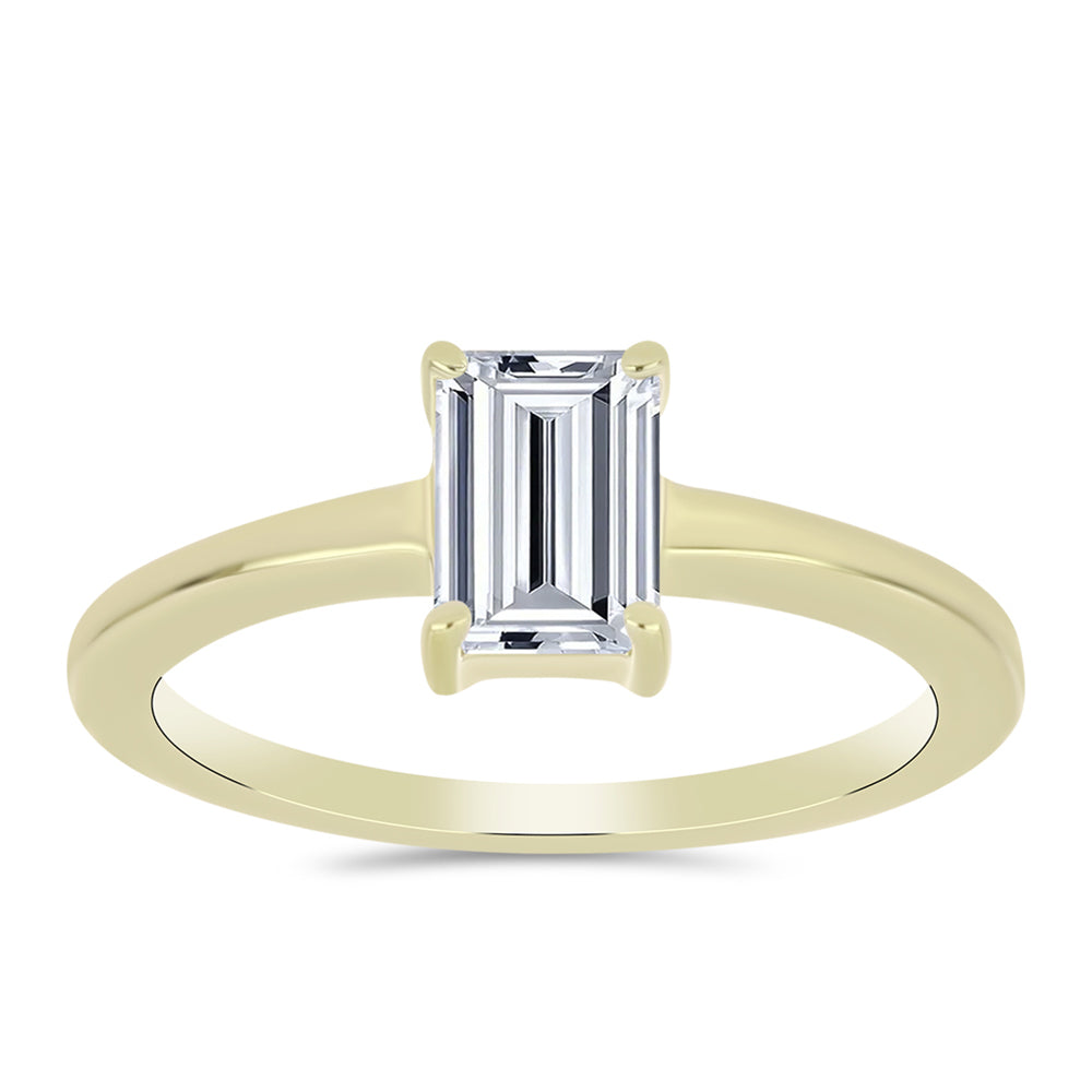 Inel din Argint 925 Placat cu Aur ( 2.58 grame ) cu Diamant Certificat cultivat în laborator 1.12 Carate