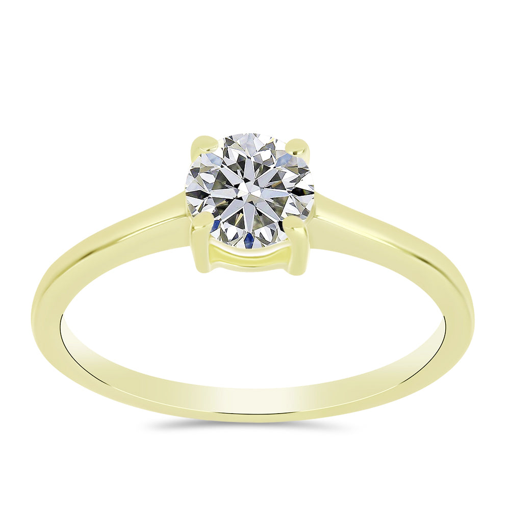 Inel din Argint 925 Placat cu Aur ( 2.05 grame ) cu Diamant Certificat cultivat în laborator 1.08 Carate