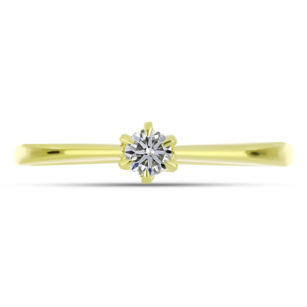 Inel din Argint 925 Placat cu Aur ( 1.69 grame ) cu Diamant Certificat cultivat în laborator 0.2 Carate