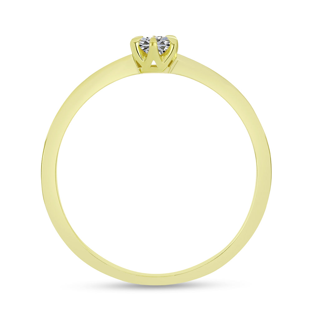 Inel din Argint 925 Placat cu Aur ( 1.69 grame ) cu Diamant Certificat cultivat în laborator 0.2 Carate 6 