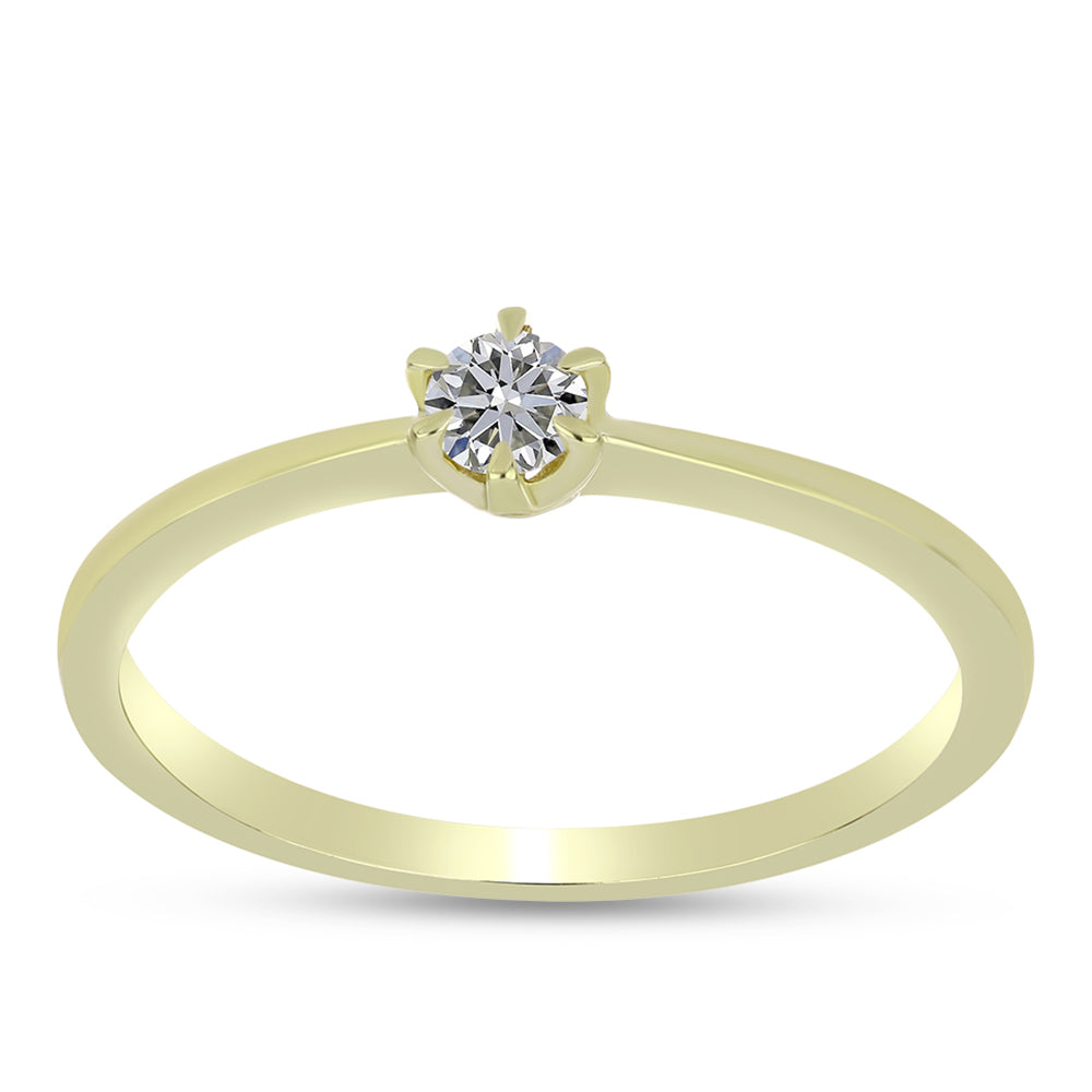 Inel din Argint 925 Placat cu Aur ( 1.69 grame ) cu Diamant Certificat cultivat în laborator 0.2 Carate