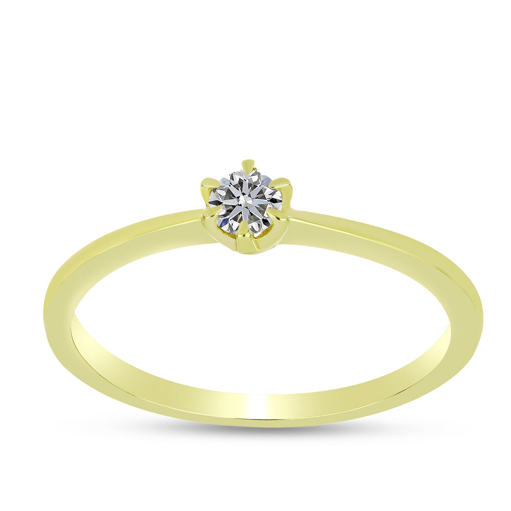 Inel din Argint 925 Placat cu Aur ( 1.69 grame ) cu Diamant Certificat cultivat în laborator 0.2 Carate 7 