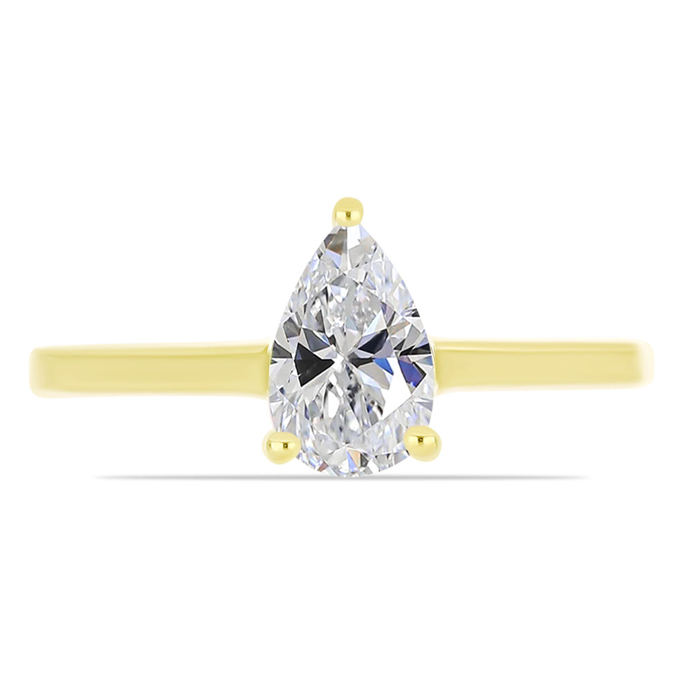 Inel din Argint 925 Placat cu Aur ( 2.01 grame ) cu Diamant Certificat cultivat în laborator 0.96 Carate